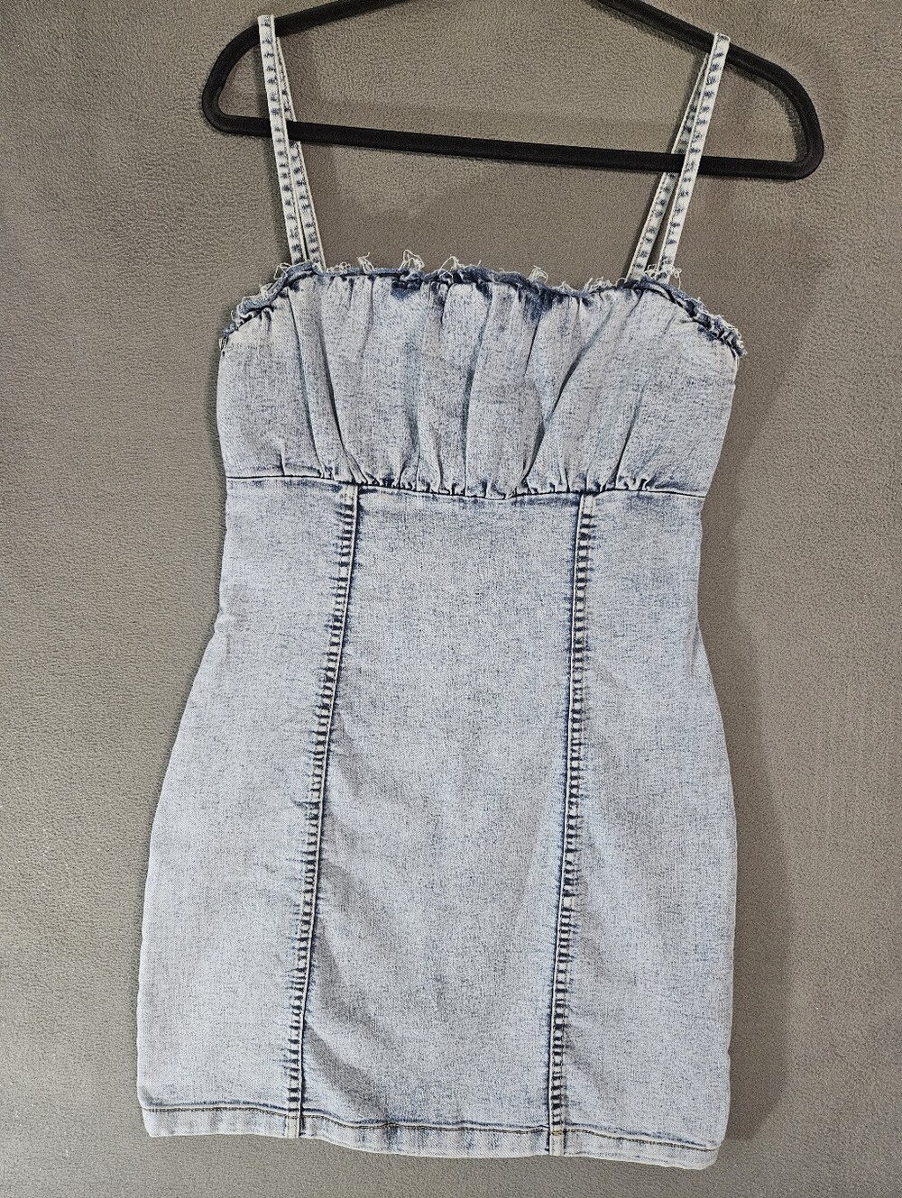 Divided HM Womens Medium Jean Mini Dress Retro Y2K Bleach Wash Denim Sleeveless